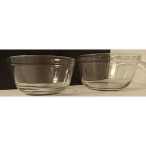 Vintage Anchor Hocking Clear Glass Mixing Bowls Set 1.5qt 2.5qt USA